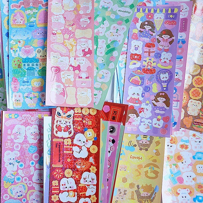 Stickers Cute Laser Journal Stickers PVC Waterproof Notebook Stickers DIY Stickers Suit